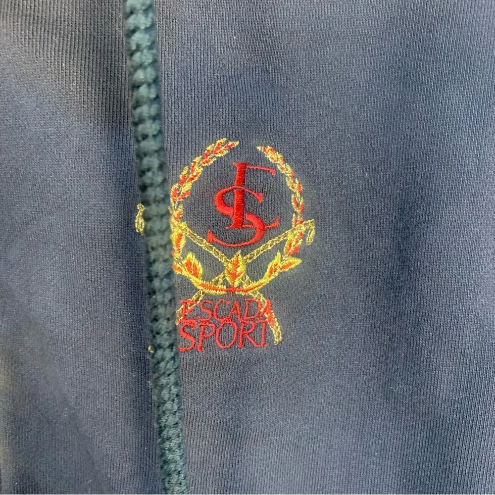 Escada Sport Front Zipper Logo Embroidered Sweatshirt Jacket Drawstring - Picture 7 of 11